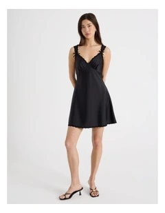 Sleeveless Lace Trim Dress in Jet Black