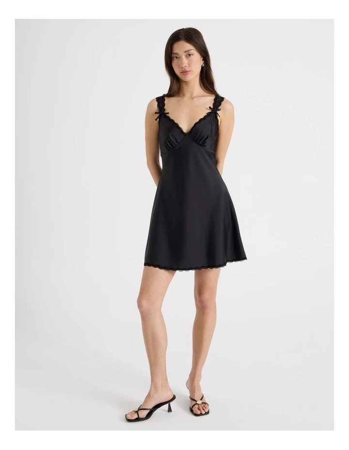 Sleeveless Lace Trim Dress in Jet Black image 1