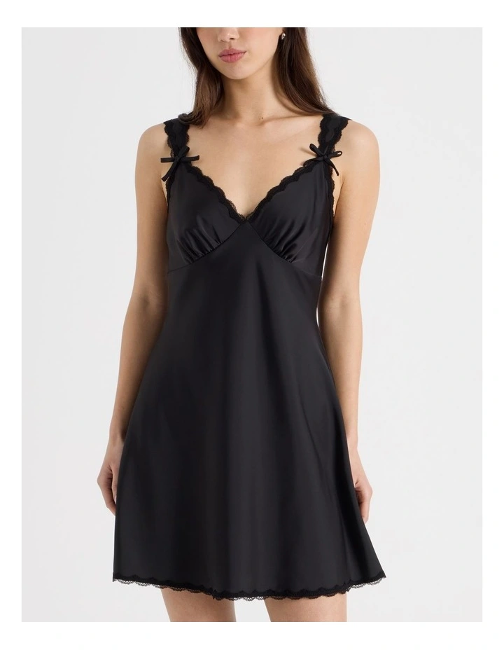 Sleeveless Lace Trim Dress in Jet Black image 2