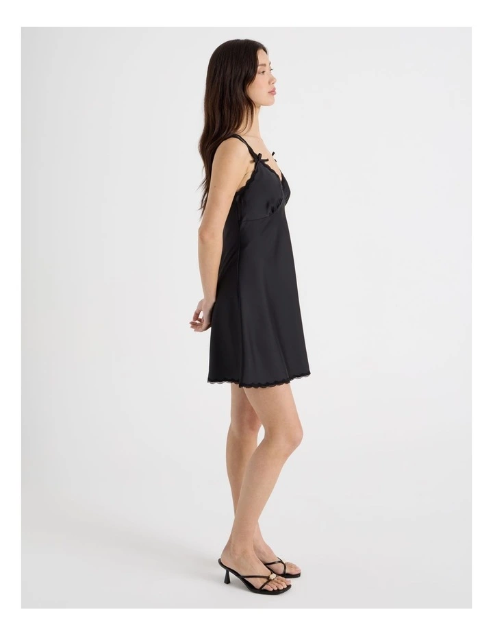 Sleeveless Lace Trim Dress in Jet Black image 4