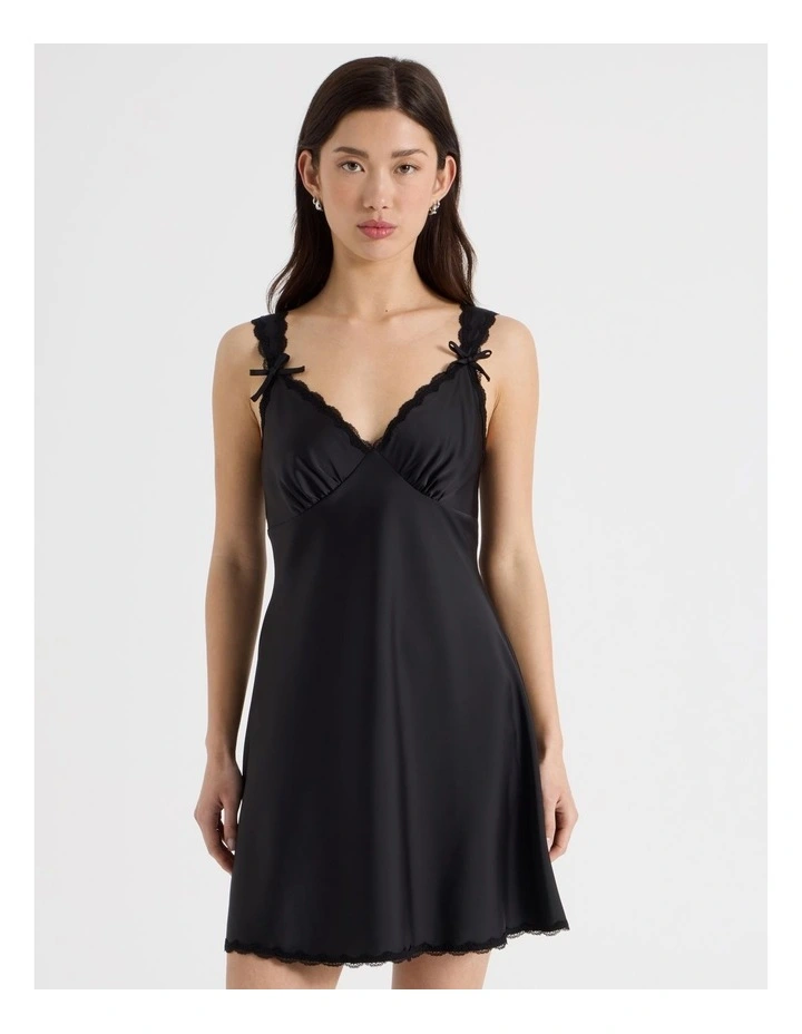 Sleeveless Lace Trim Dress in Jet Black image 5