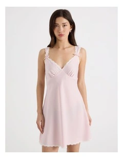 Sleeveless Lace Trim Dress in Potpourri Pink
