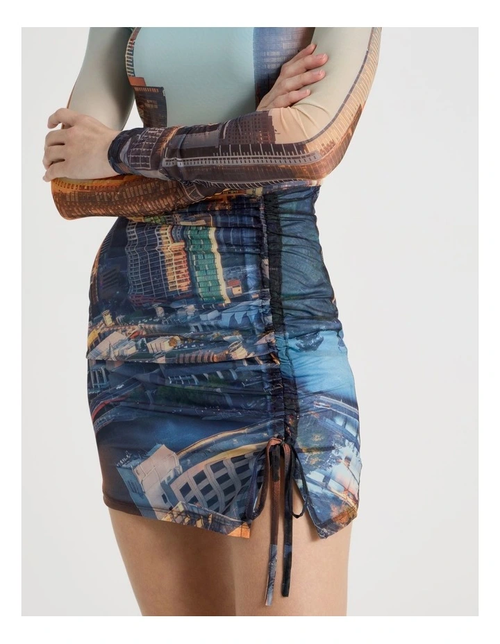Printed Long Sleeve Mesh Dress image 3