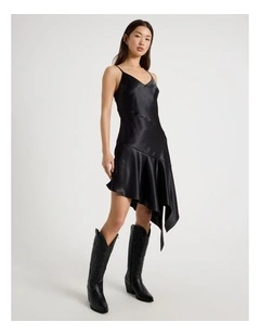 Asymmetric Panel Dress in Jet Black