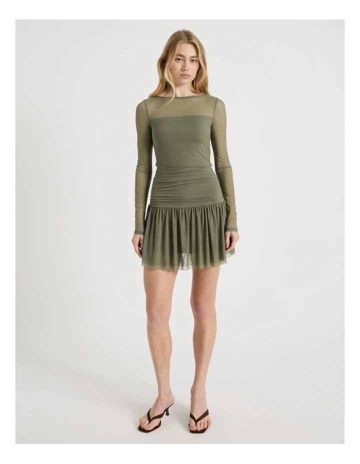 Long Sleeve Mesh Mini Dress image 1