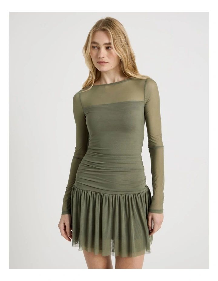 Long Sleeve Mesh Mini Dress image 2