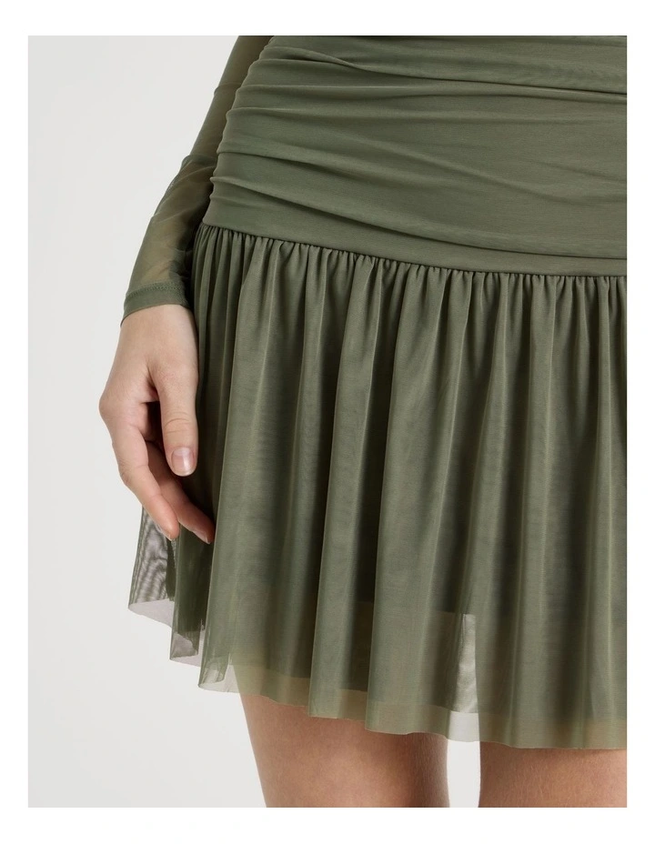 Long Sleeve Mesh Mini Dress image 3