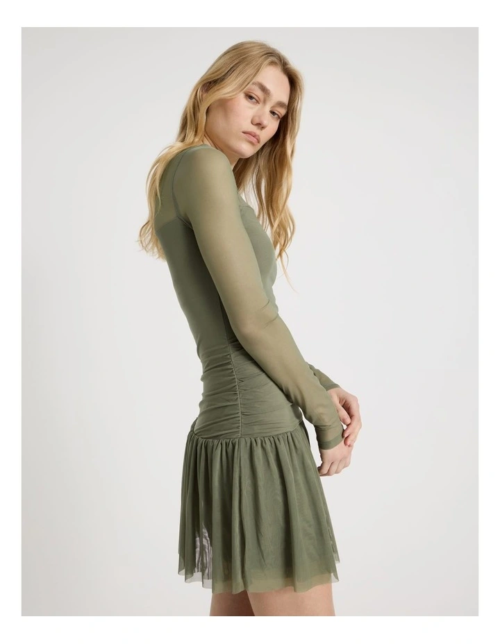 Long Sleeve Mesh Mini Dress image 5