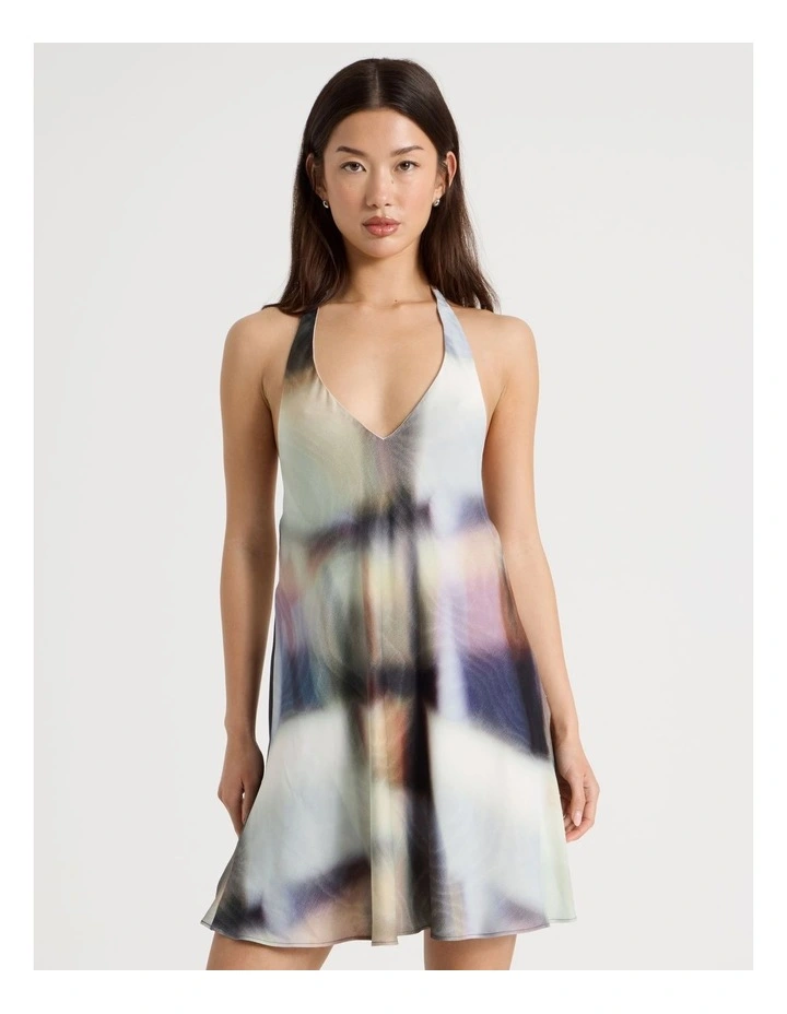 Halter Mini Dress in Check Print image 2
