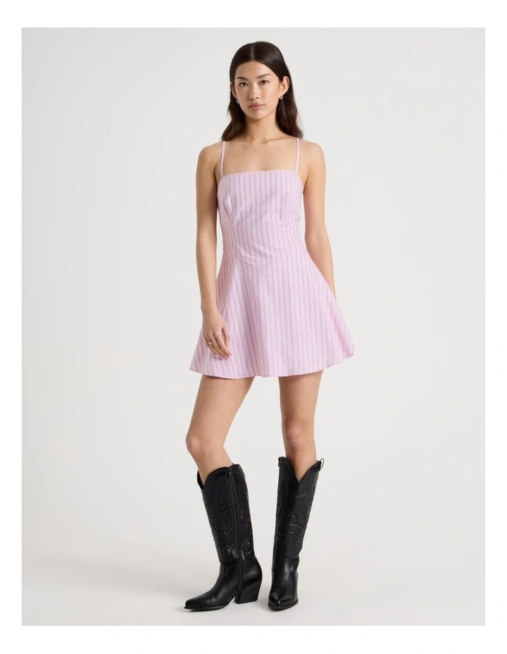 Fit & Flare Mini Dress in Red Stripe image 1