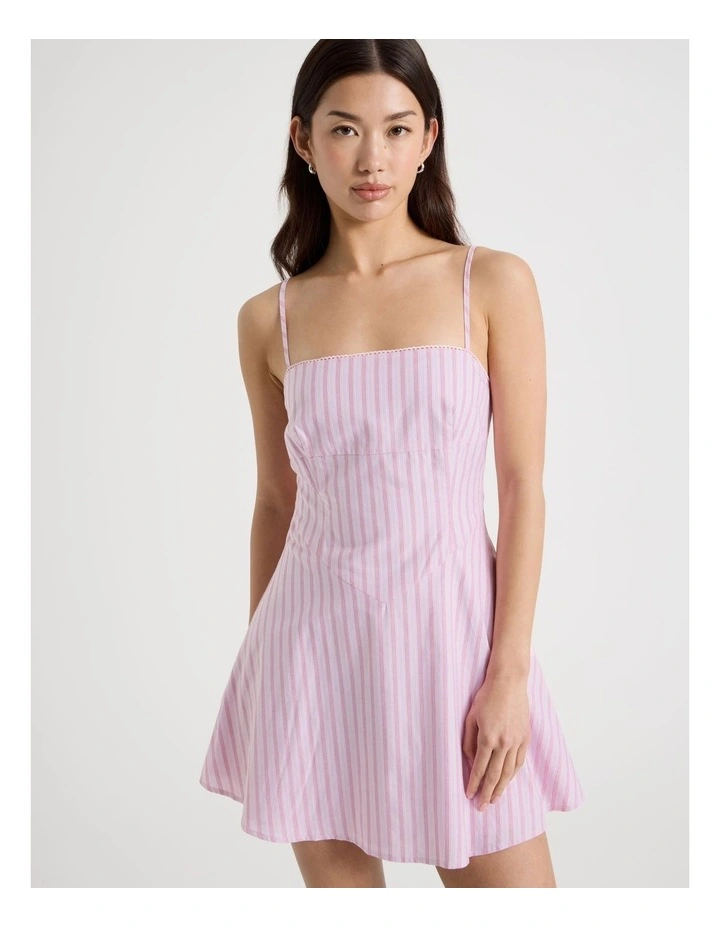 Fit & Flare Mini Dress in Red Stripe image 2