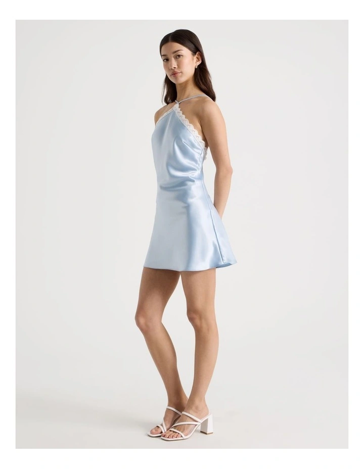 Halter Lace Trim Dress in Sky Blue image 4