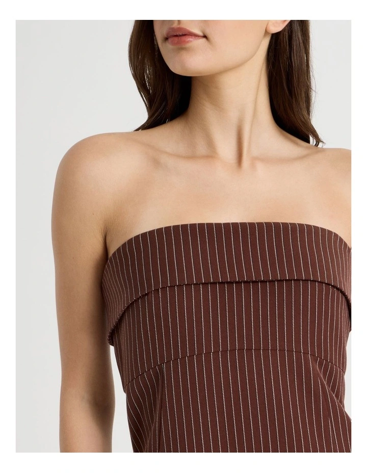 Fold Over Mini Dress in Sepia and Potpourri Stripe image 3