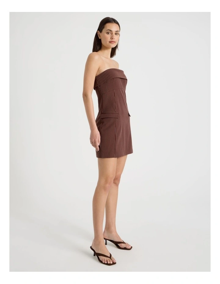 Fold Over Mini Dress in Sepia and Potpourri Stripe image 6