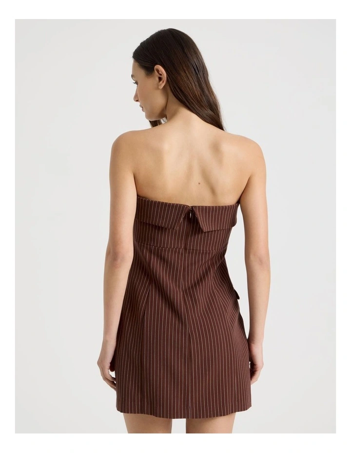Fold Over Mini Dress in Sepia and Potpourri Stripe image 7