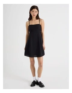 Check Mini Dress in Jet Black