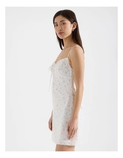 Mini Dress with Tie in Ditsy Print