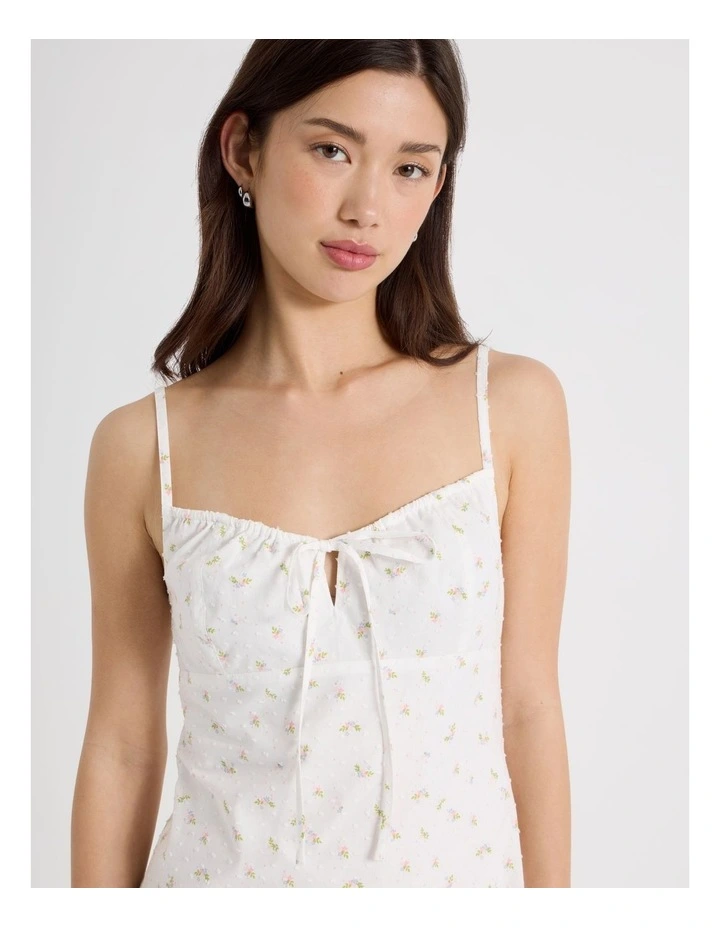 Mini Dress with Tie in Ditsy Print image 3