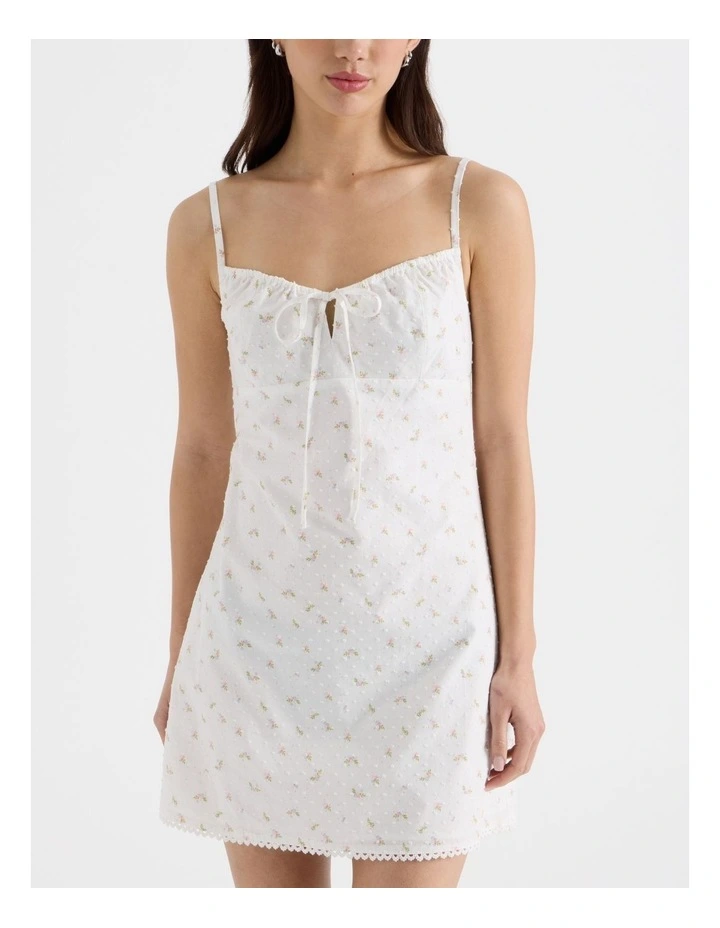 Mini Dress with Tie in Ditsy Print image 4