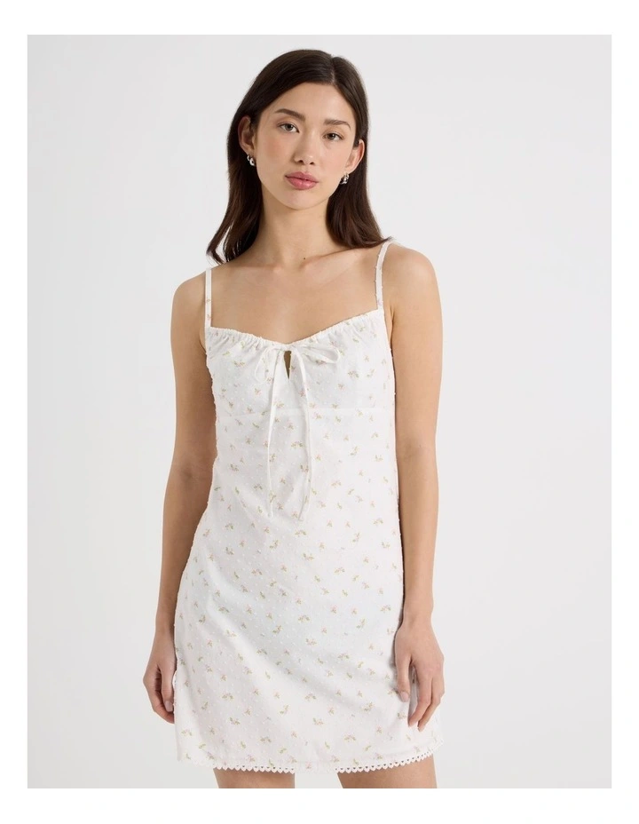 Mini Dress with Tie in Ditsy Print image 5