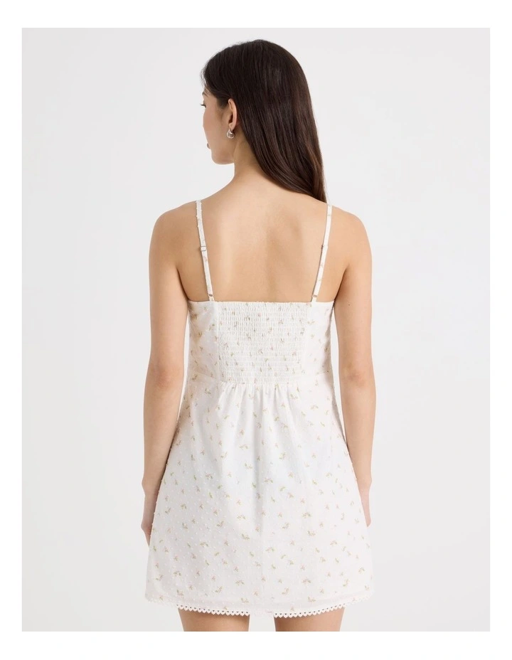 Mini Dress with Tie in Ditsy Print image 6