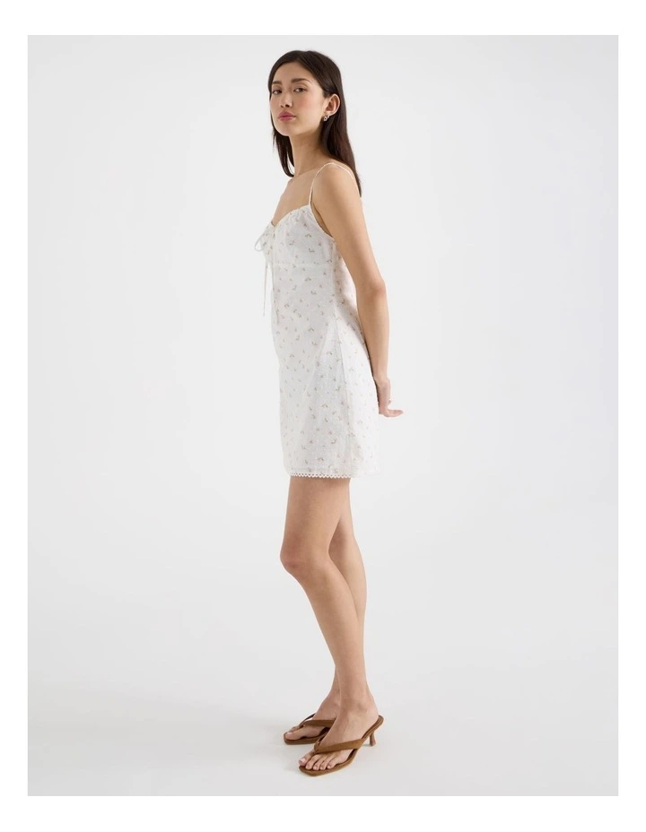 Mini Dress with Tie in Ditsy Print image 7