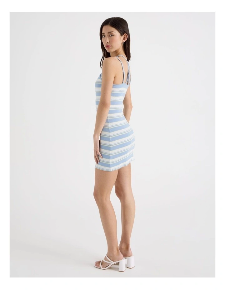 Rib Halter Mini Dress in Chambray and Pale Yellow Stripe image 6
