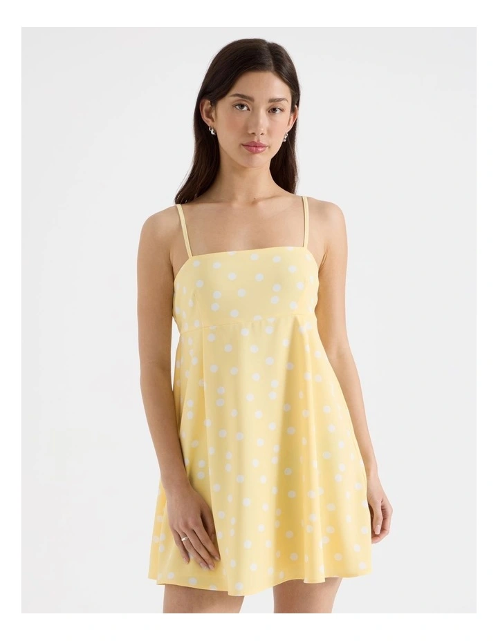 Babydoll Dress in Yellow and White Spot image 2