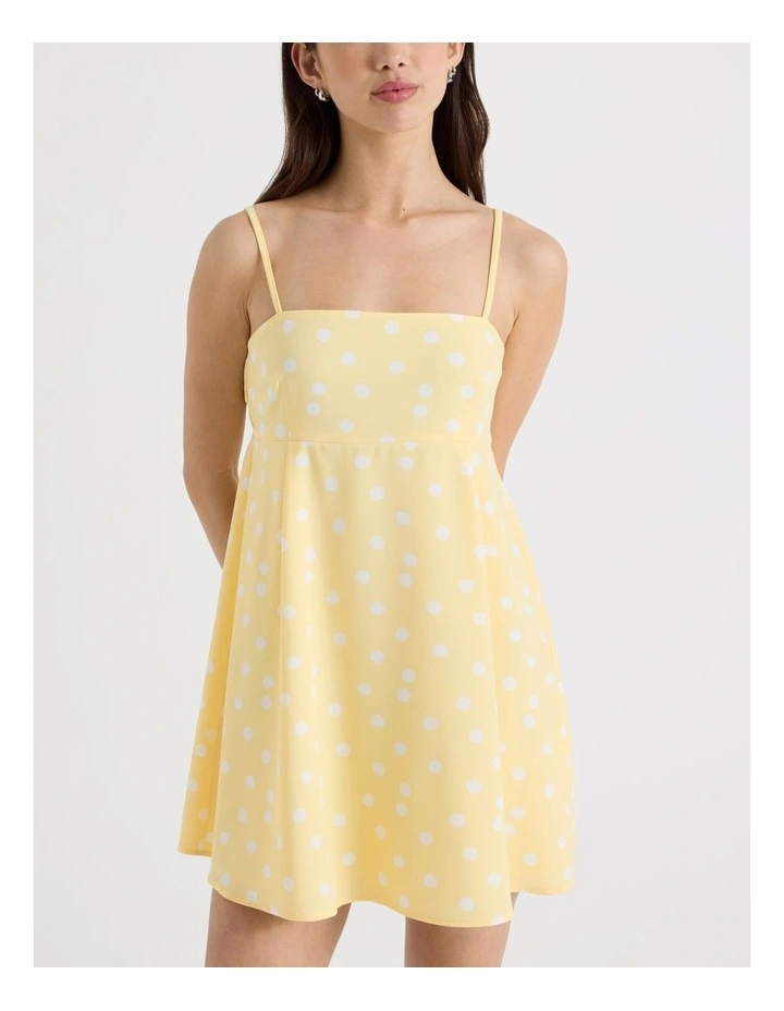 Babydoll Dress in Yellow and White Spot image 3