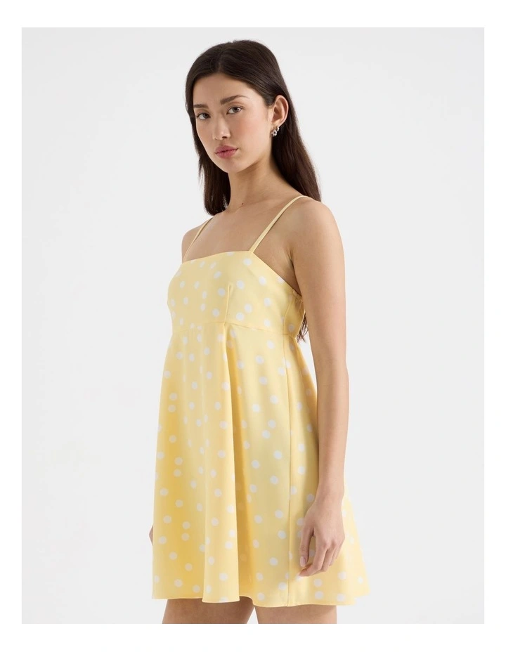 Babydoll Dress in Yellow and White Spot image 5