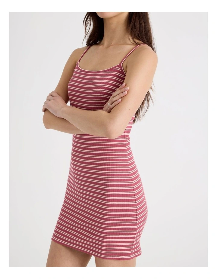Rib Singlet Dress in Red and White Stripe image 5