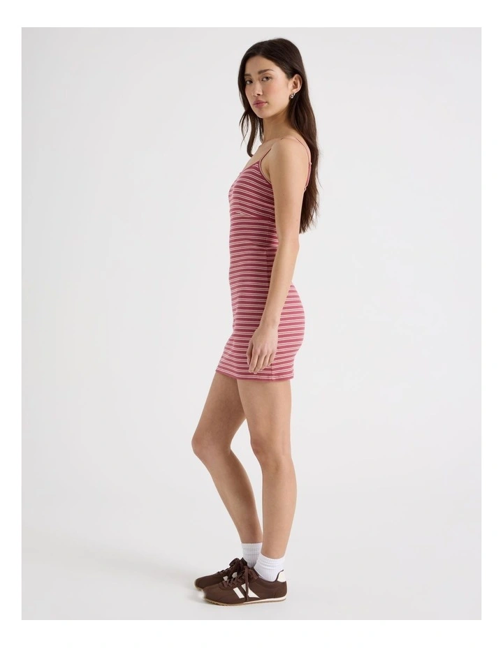 Rib Singlet Dress in Red and White Stripe image 7