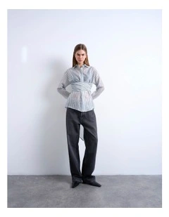 Yara Tie Waisted Shirt in Blue