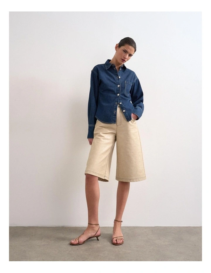 Sanne Denim Cinch Shirt in Blue image 1