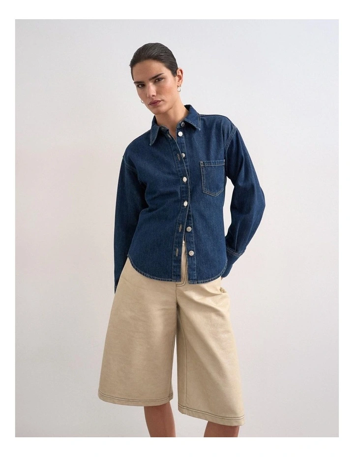 Sanne Denim Cinch Shirt in Blue image 2