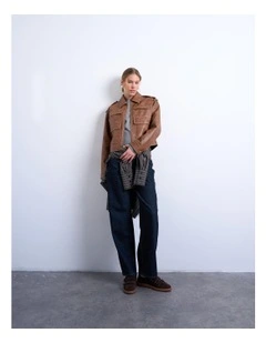 Madison Zipper Coated Jacket in Brown