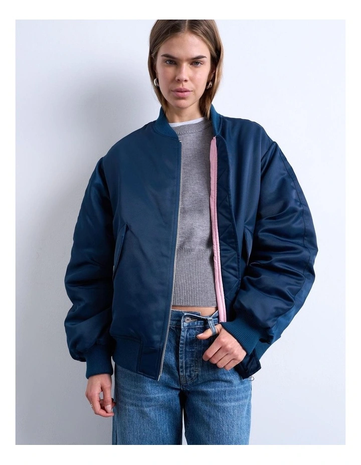 Ava Bomber Jacket in Navy image 1