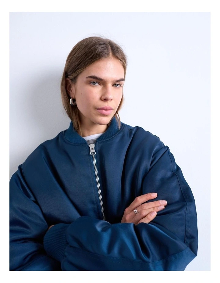 Ava Bomber Jacket in Navy image 2