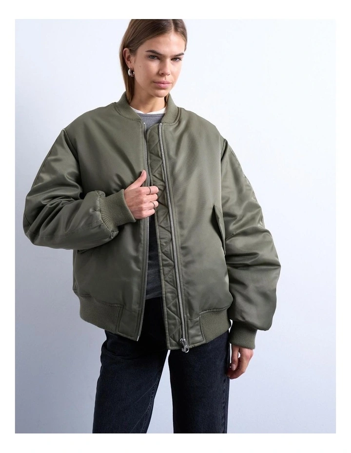Ava Bomber Jacket in Green image 1