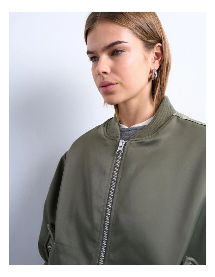 Ava Bomber Jacket in Green image 2