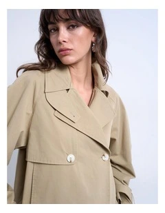 Mia Short Cotton Trenchcoat in Beige