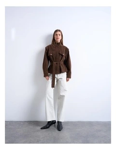 Harper Jacket W. Belt in Brown