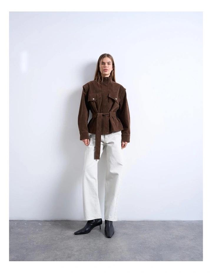 Harper Jacket W. Belt in Brown image 1