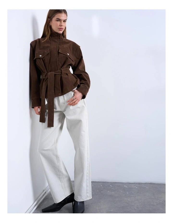 Harper Jacket W. Belt in Brown image 2