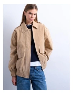 Evelyn Bomber Jacket in Beige
