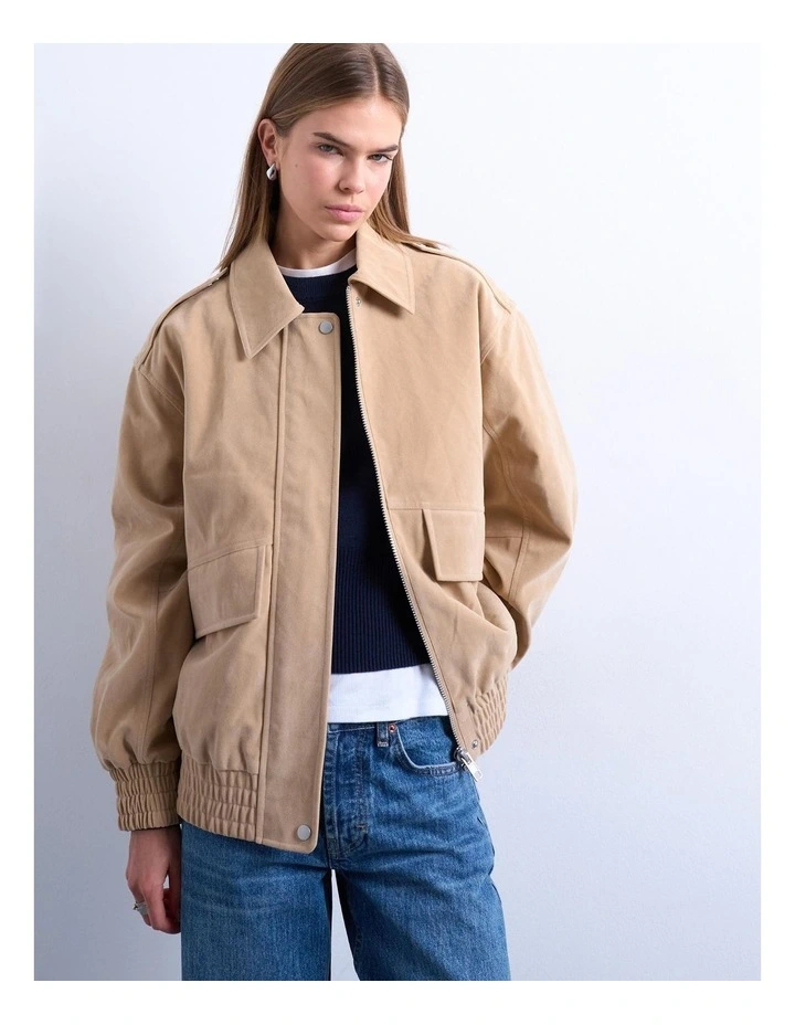 Evelyn Bomber Jacket in Beige image 1