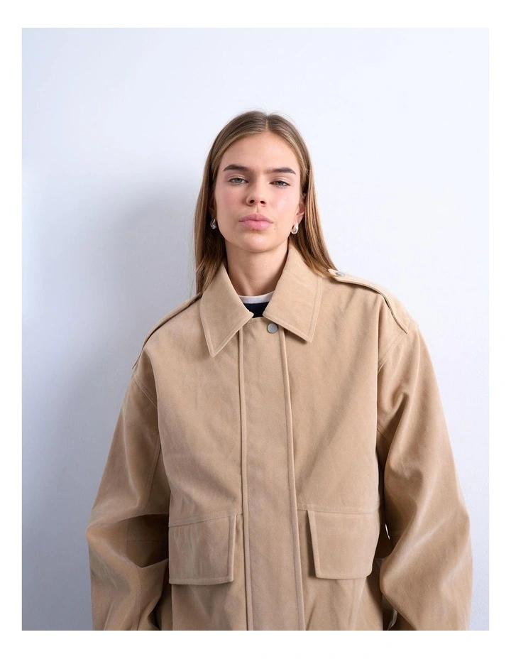 Evelyn Bomber Jacket in Beige image 2