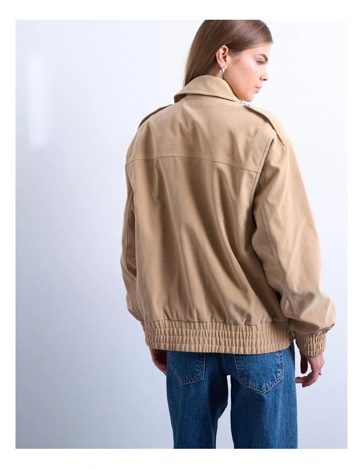 Evelyn Bomber Jacket in Beige image 4