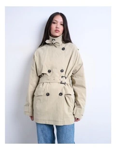 Brooklyn Belted Mac Coat in Beige