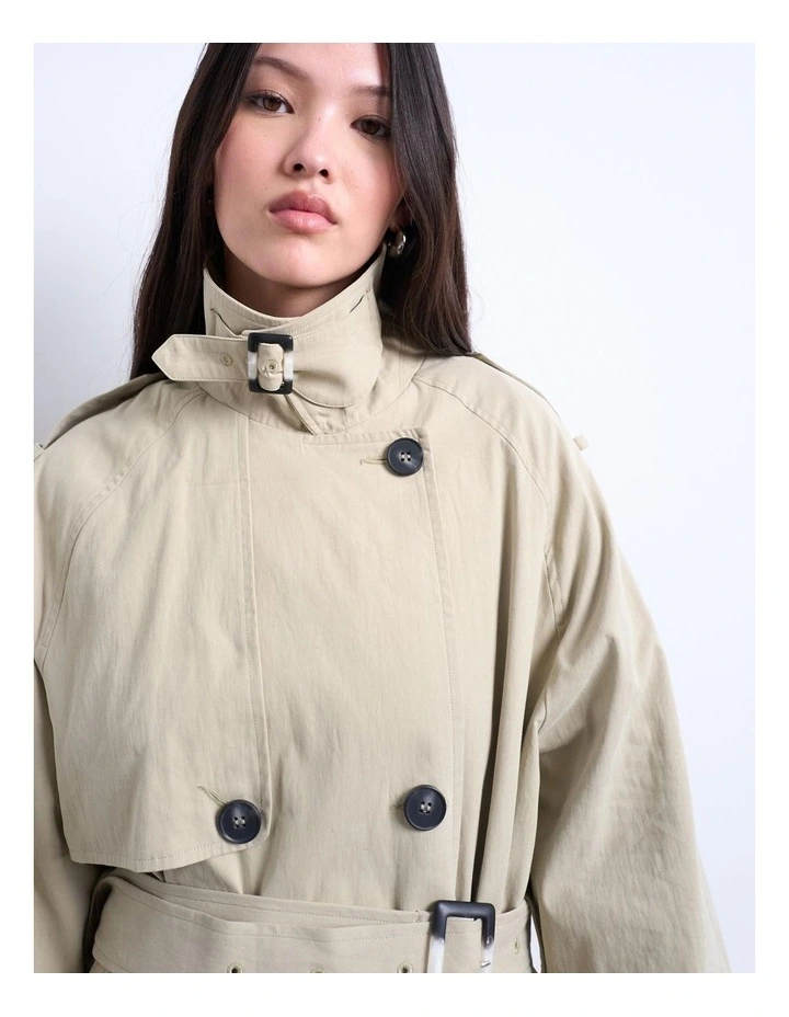 Brooklyn Belted Mac Coat in Beige image 2